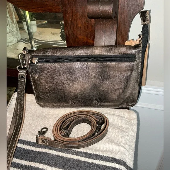 NWT Bed Stu TEMPLETON II Black Gray Rustic Crossbody Wallet Clutch Retail $185 - Picture 2 of 16
